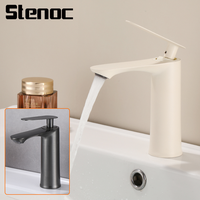 Stenoc White/Grey Bathroom Faucet Cold Hot Water Basin Sink Mixer Tap Deck Mounted Sink Mixer Taps Single Handle Single Hole