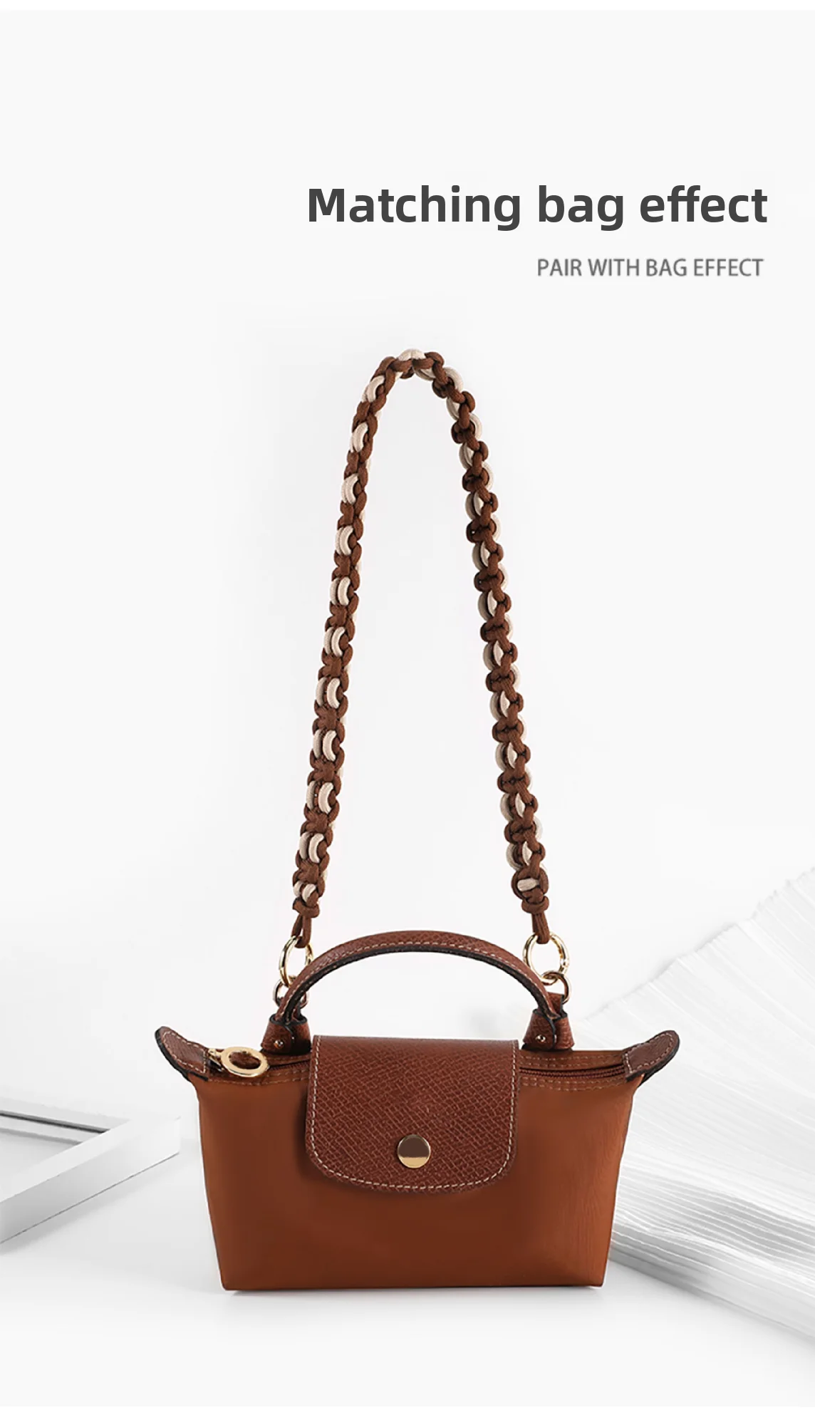 Woven Bag Shoulder Strap For LongchampS Hand Knitting Soft Texture Durable Fashion Good Quality Bag Modification Bag Accessories