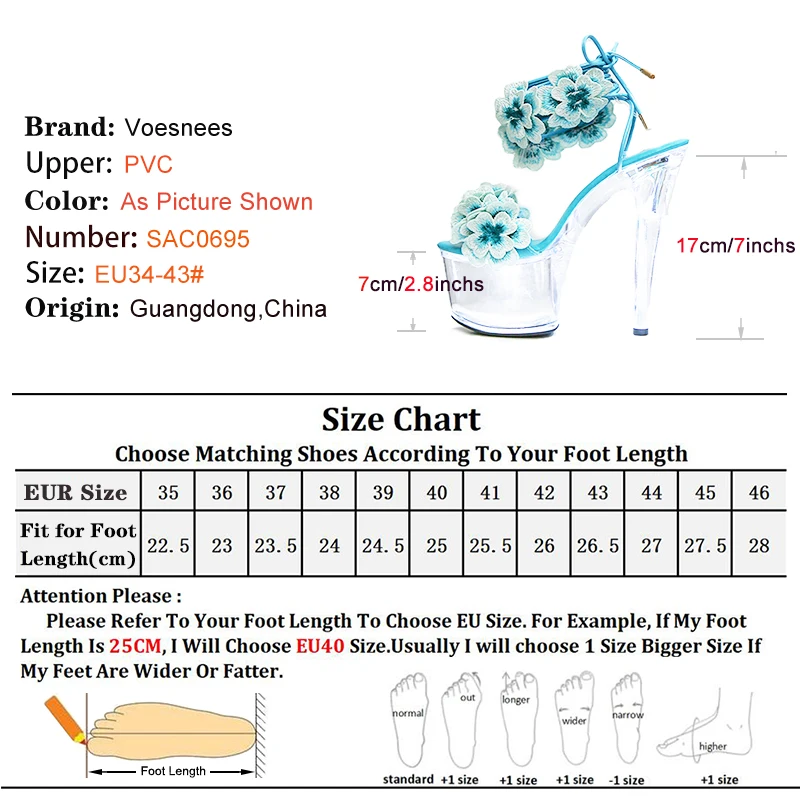 Woman Transparent Platform High Heels Light Up Glowing Luminous Sandals Handmade Flowers Ankle Strap 17CM Summer Shoes For Women