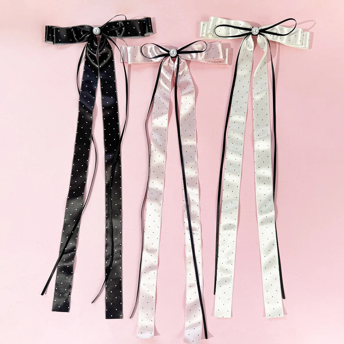 24pc-super-long-tassel-bow-hair-clips-7inch-dot-spot-print-barrettes-elegant-side-hairgrips-for-women-and-girls-hair-accessories