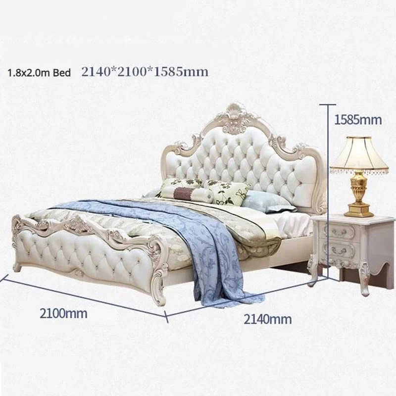 

Nordic Queen Modern Double Bed Master Cheap Cute Upholstered Salon Double Bed White Luxury Camas Matrimonial Bedroom Furniture