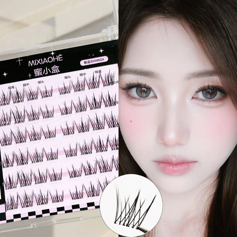 Glue-Free Mini Fish-Tail Lashes Invisible Lightweight Clusters Quick Application Sheer Natural Look for Soft, Enlarged Eyes - view 2