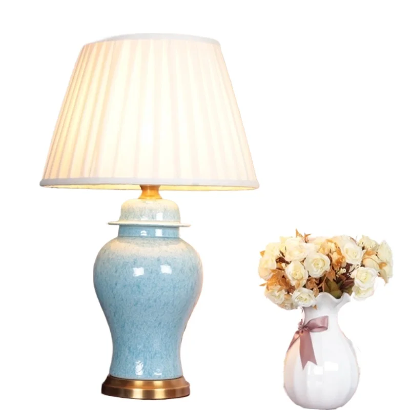

*Ceramic Table Light Brass Contemporary Luxury Desk Lamp LED For Home Bedside Bedroom