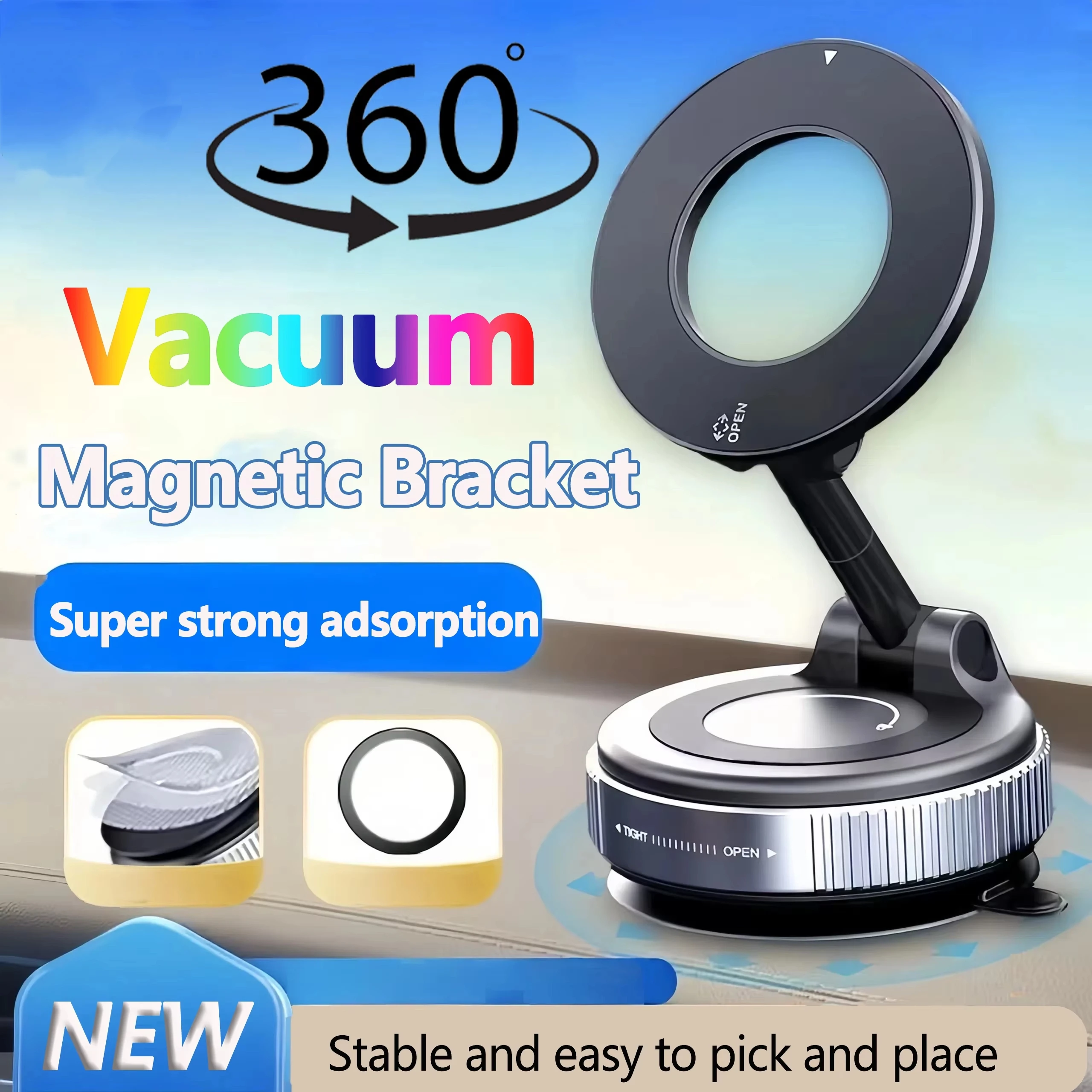 

Magnetic Car Bracket Vacuum Adsorption Phone Car Holder 360° Rotation For Car Desk Bathroom Strong Magnetic Bracket