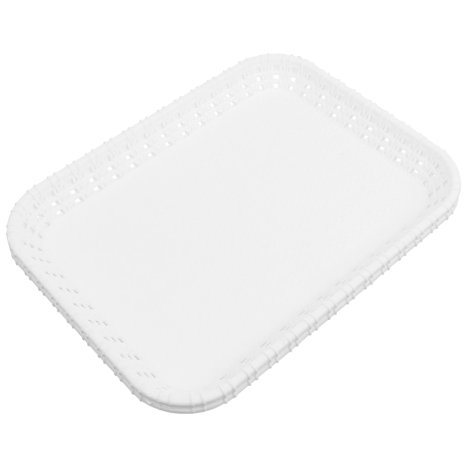 

2Pcs White Rectangular Food Serving Tray Practical Home Kitchen Tray Bread Fruit Cake Snack Plate Household Fruit Holder