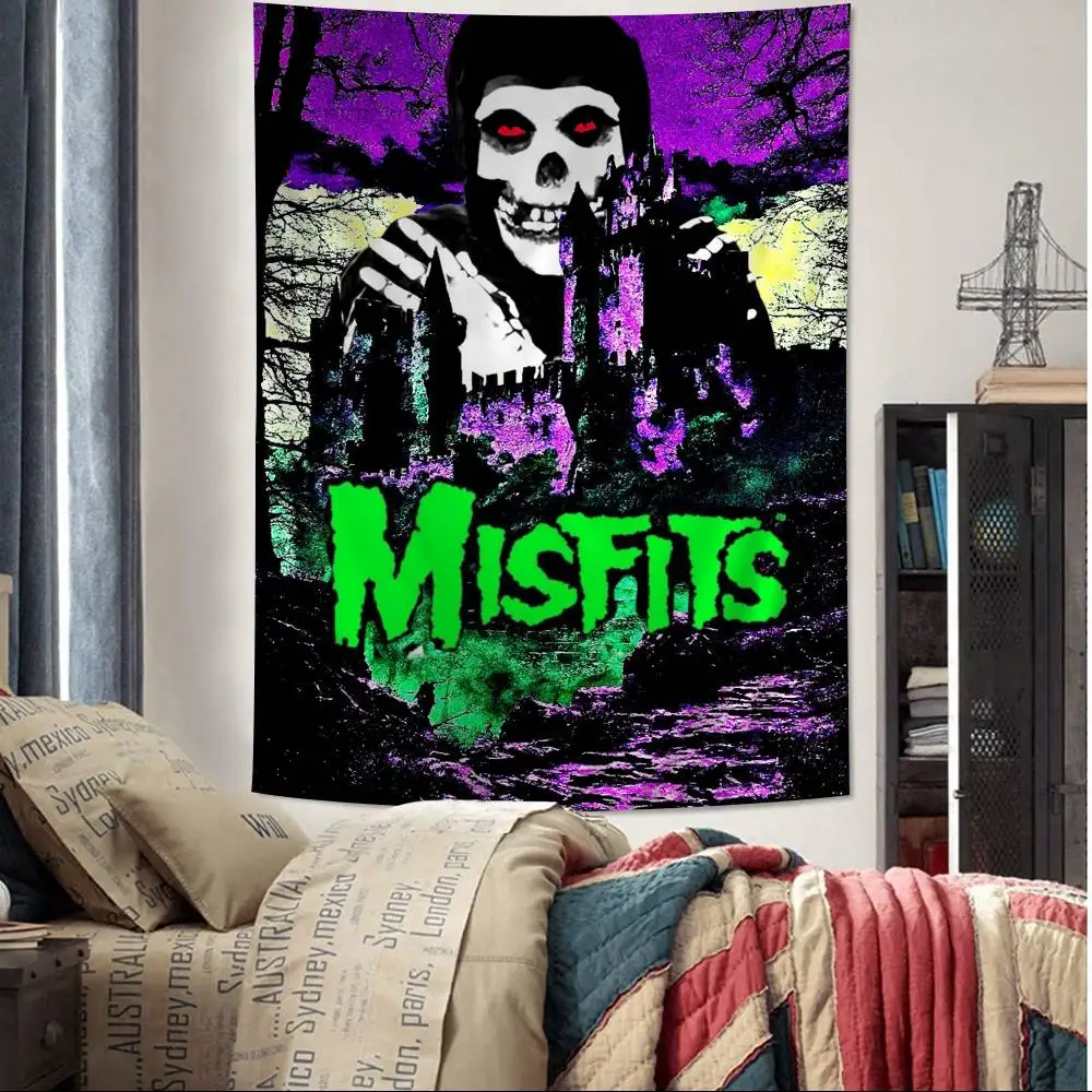 Punk Band M-Misfits Bunter Wandteppich zum Aufhängen, Tarot-Hippie-Wandteppiche, Wanddekoration für Wohnheime