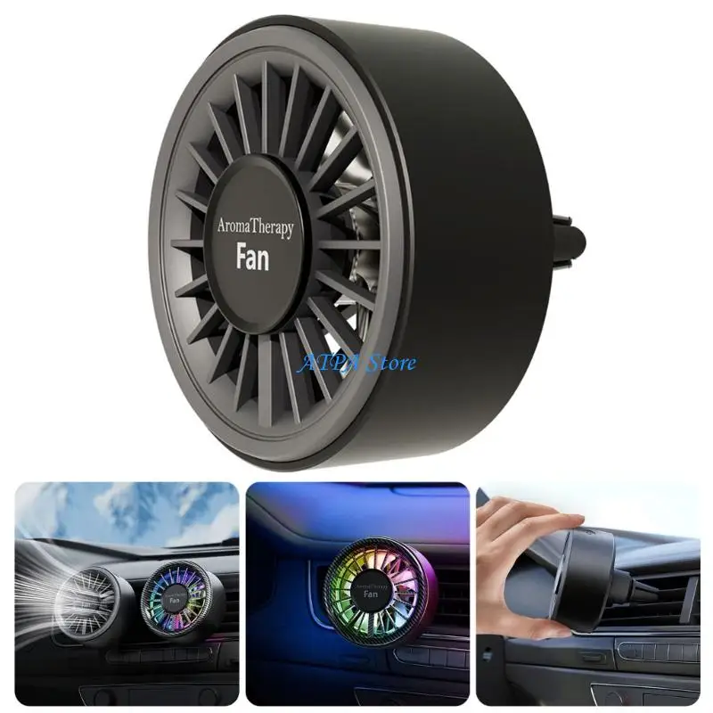 

U13C Car Air Vent Freshener Freshener Fan 7 Color LED Light 3 Diffuser Fan