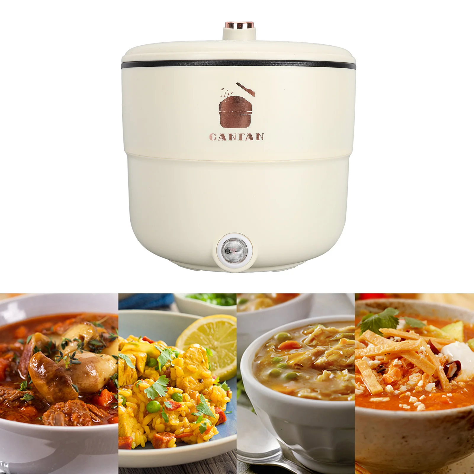 Fogão de arroz elétrico multifuncional, Camadas duplas, Anti Scald, Anti Stick, Panela para Noodles, Sopa, Stewing, 1.8L