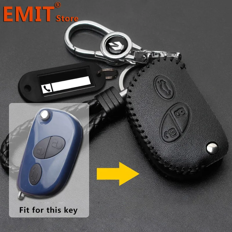 Leather Car Key Case for Maserati Quattroporte GT GranCabrio Remote Cover Shell Keychain Ring Holder Fob Interior Accessories