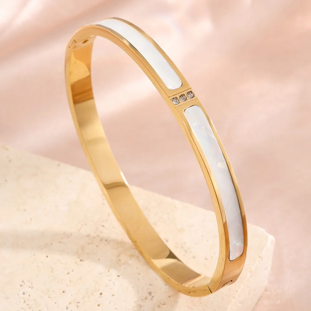 Multi Style Zircon Inlaid Bracelet Stainless Steel Bangle Women Stackable Waterproof Luxury Bracelet Jewelry ﻿