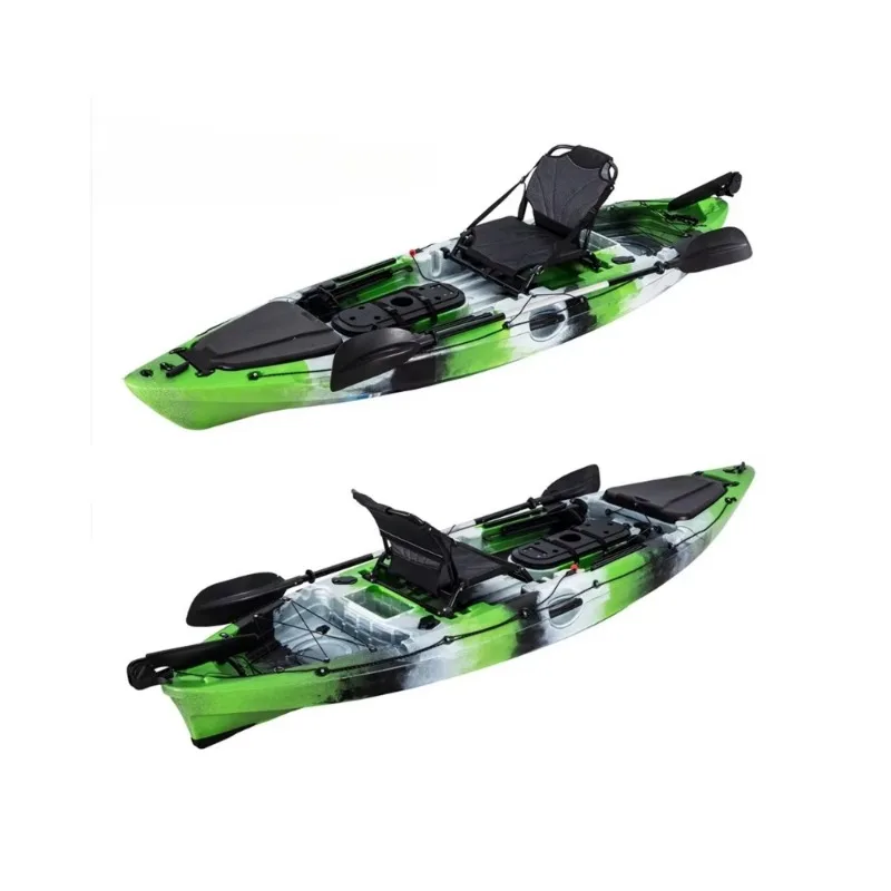 Kayak de pêche simple de 10 pieds, 3.1 m, en plastique PE, avec pédale d'aileron, bateau à rames pour 1 adulte, avec de nombreux accessoires