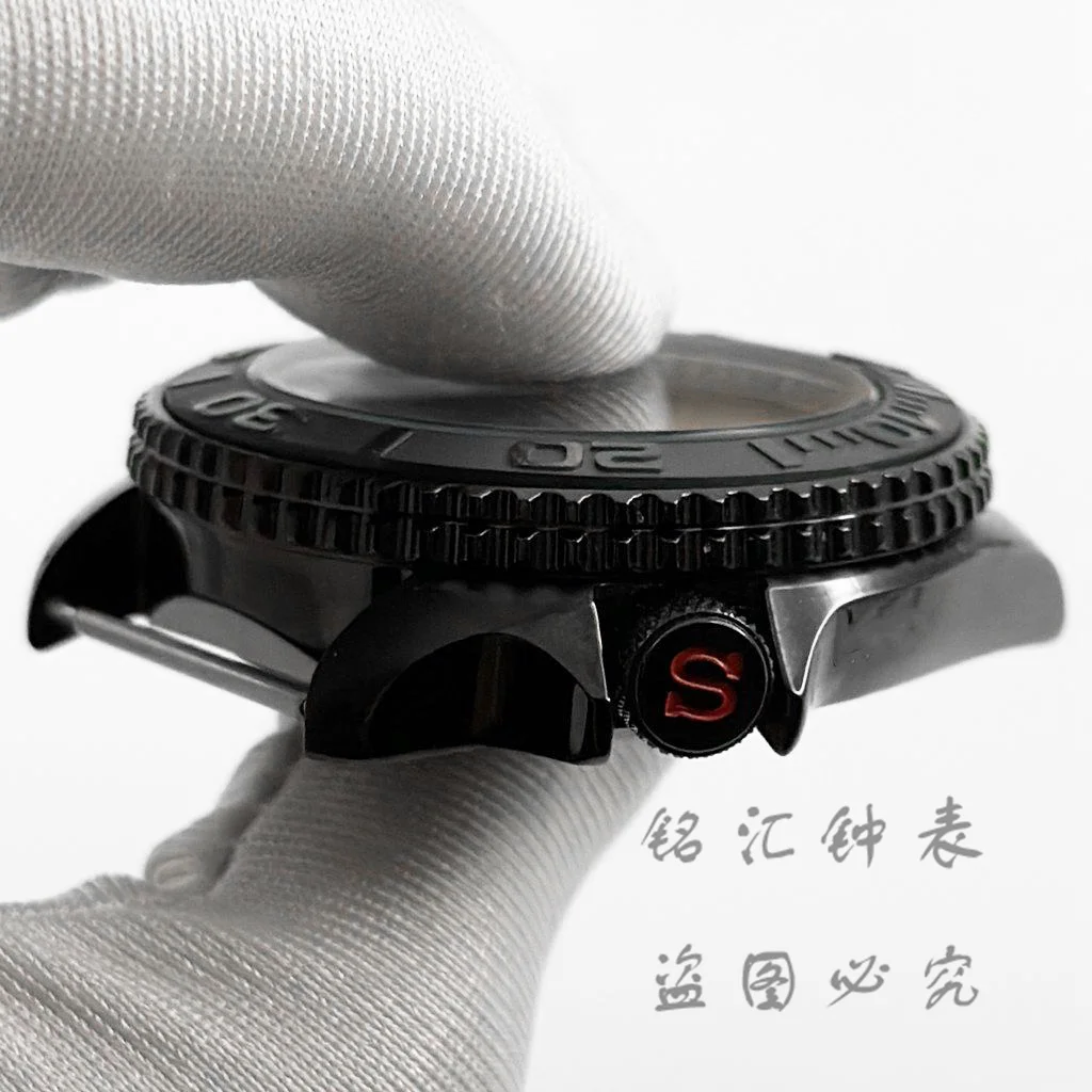 42mm PVD Black Ring Watch Case With Sloping Bezel For NH34 NH35 NH36 NH38 NH70 NH72 Movement 28.5mm Dial Mods 007 Case