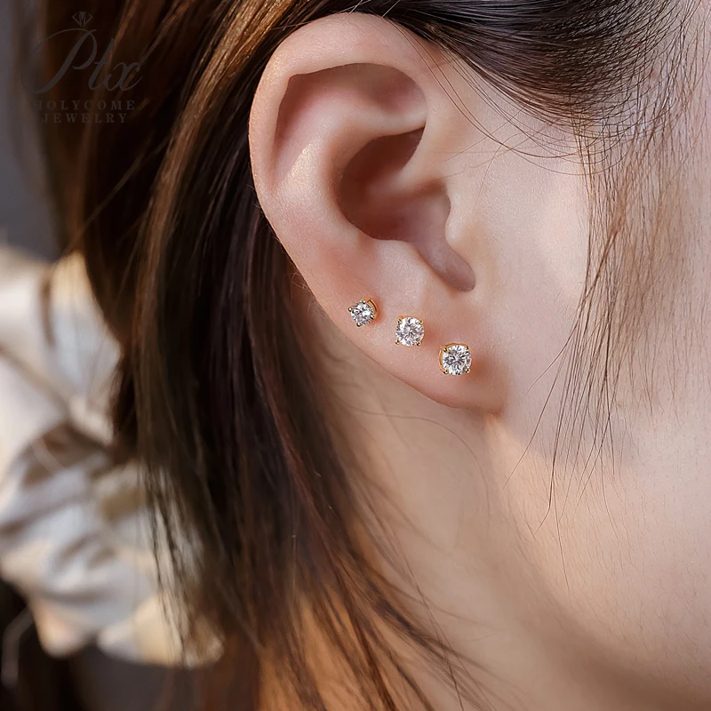 Laborgezüchtete Diamant-Ohrstecker 3mm Runde Form 925 Sterling Silber Vierkant-Fassung Edles Geschenk Großhandel Holycome Schmuck – Detail 35