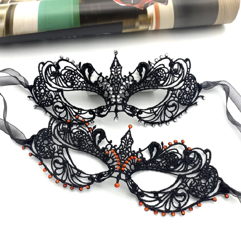 

Halloween Performance Props, Hollowed Out And Diamond Lace Mask, Half Face Makeup Ball Mask, Princess Eye Mask