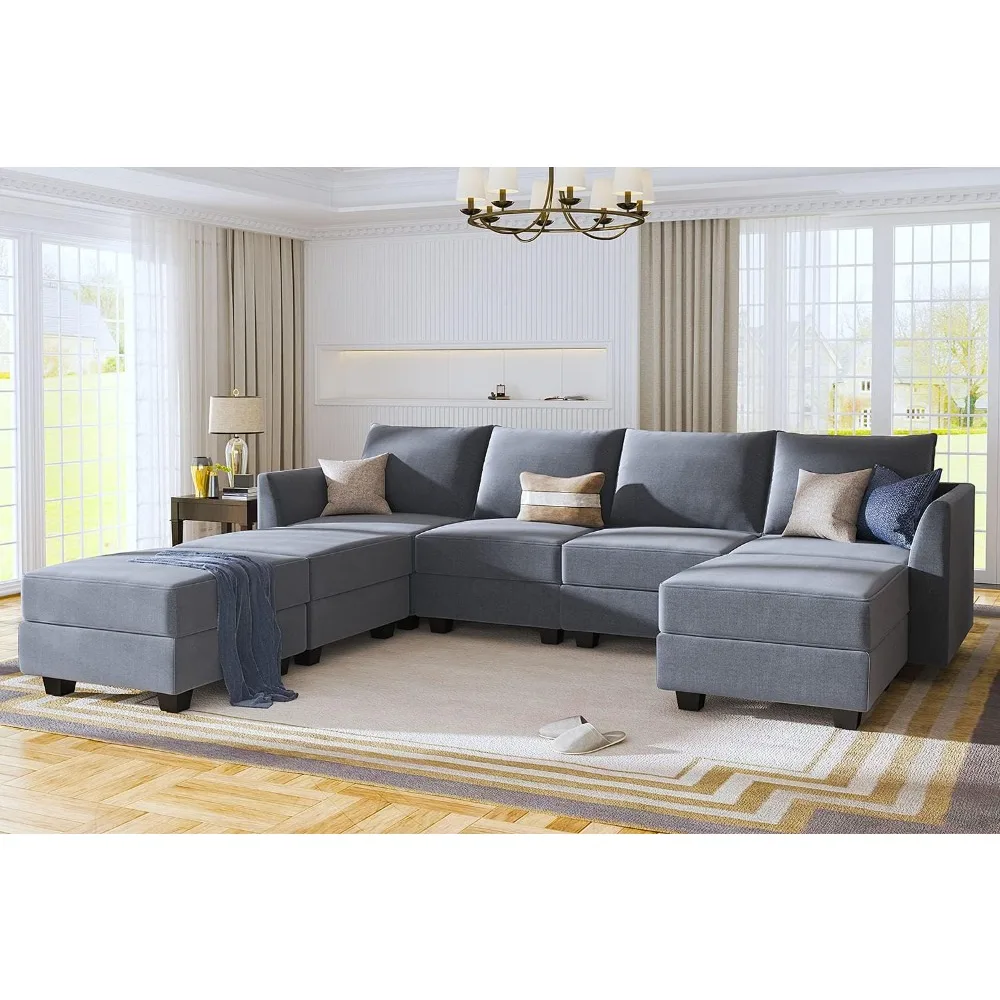 Modular Sectional Sofa,Reversible Modulars Sofa Sectional Couch with Storage Seat, U Shaped Modular Couch