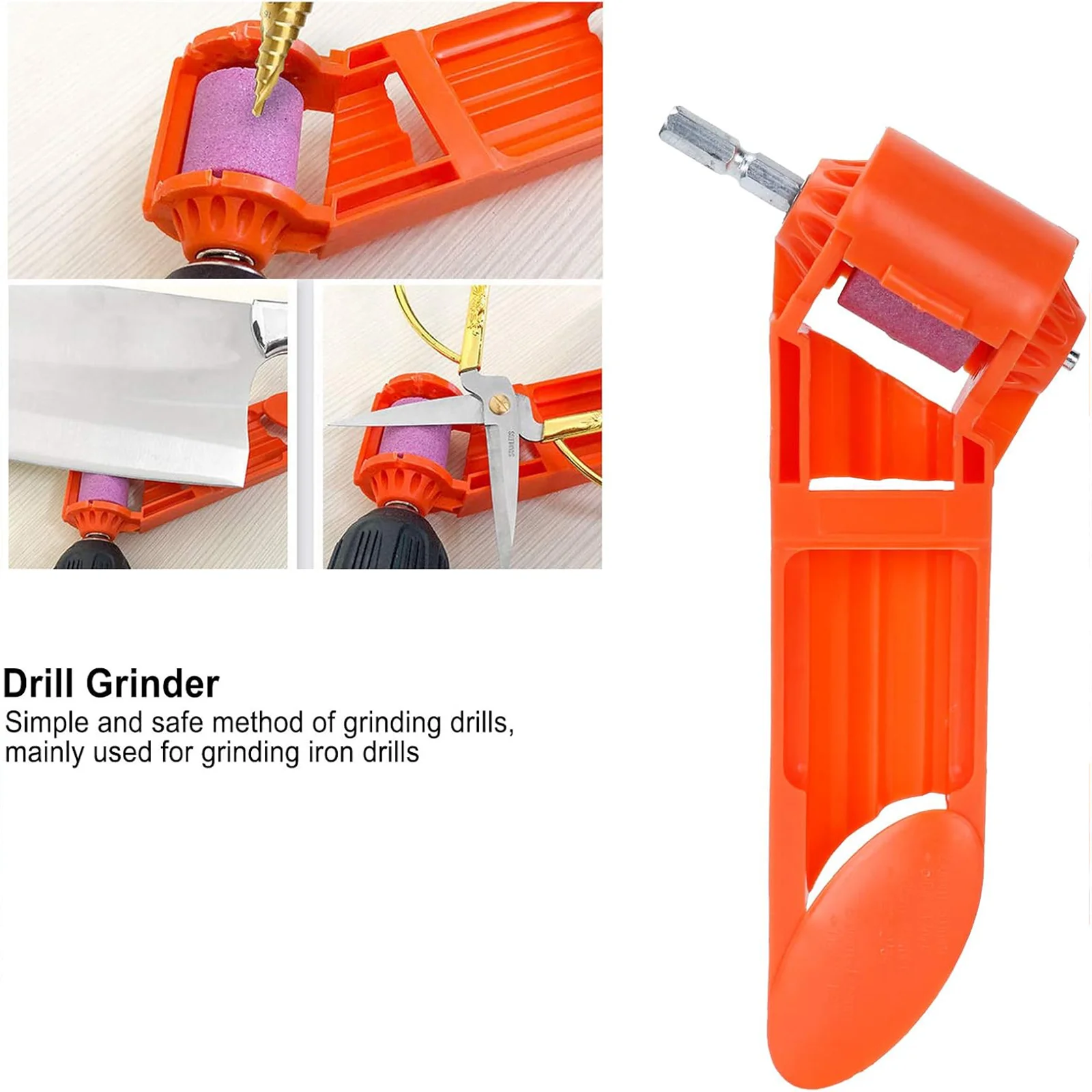 Portable Drill Bit Sharpener with Corundum Wheel for 2-12.5mm Bits, High Precision Angle Fix Tool, Electric Drill Attachment for