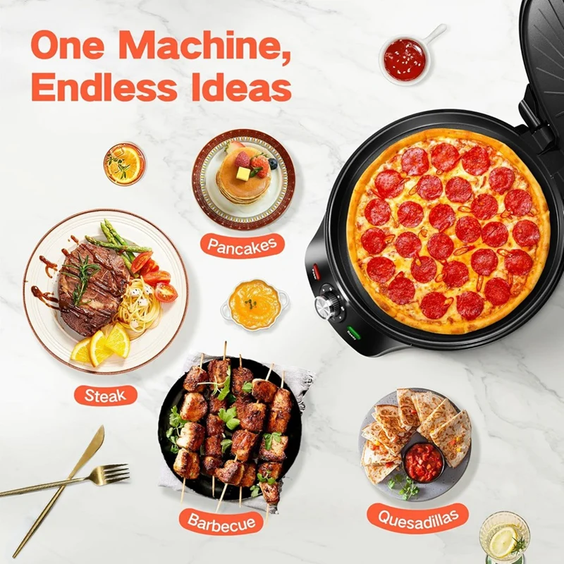 MAKE Pizza-Maker-Электрическая сковорода-Платье с антипригарным покрытием-Столешница-Печь для пиццы-С-30-Минами-Таймер-&Автоматическое отключение,-Для-Боргенераторов,-Crepes-US-Plug