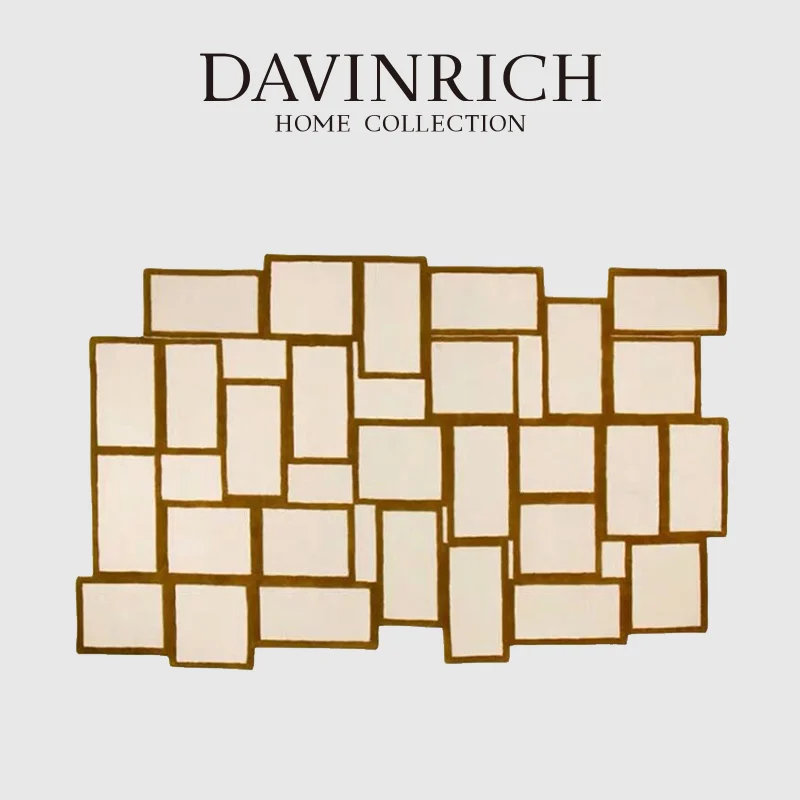 DAVINRICH Personalized Geometric Patchwork Carpet High Grade Handmade Luxury Creative Irregular Rugs Wabi Sabi Style Home Decor