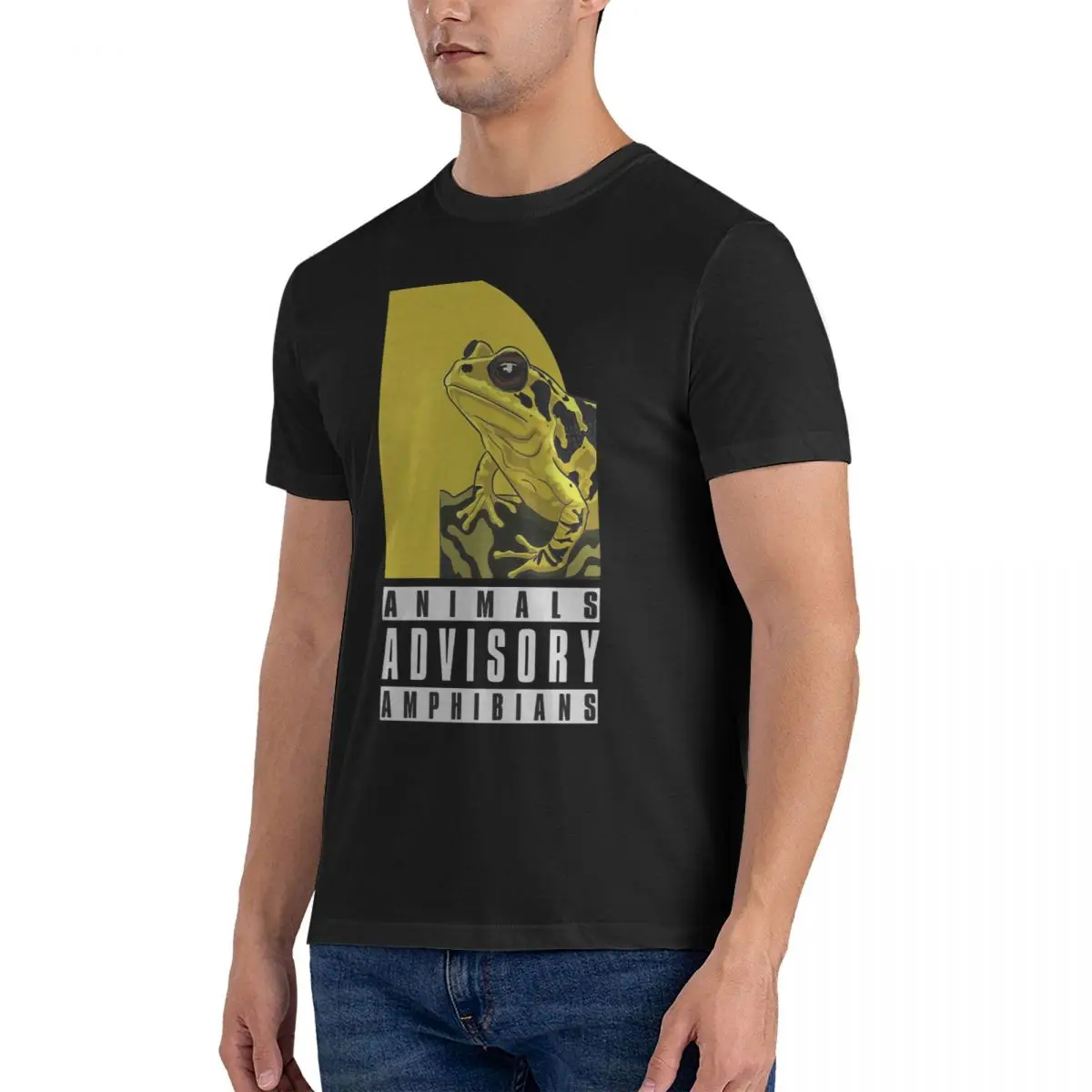 Men's Cool Yellow Frog T Shirts Parental Advisory Explicit Content 100% Cotton Clothing Creative Short Sleeve Crew Neck