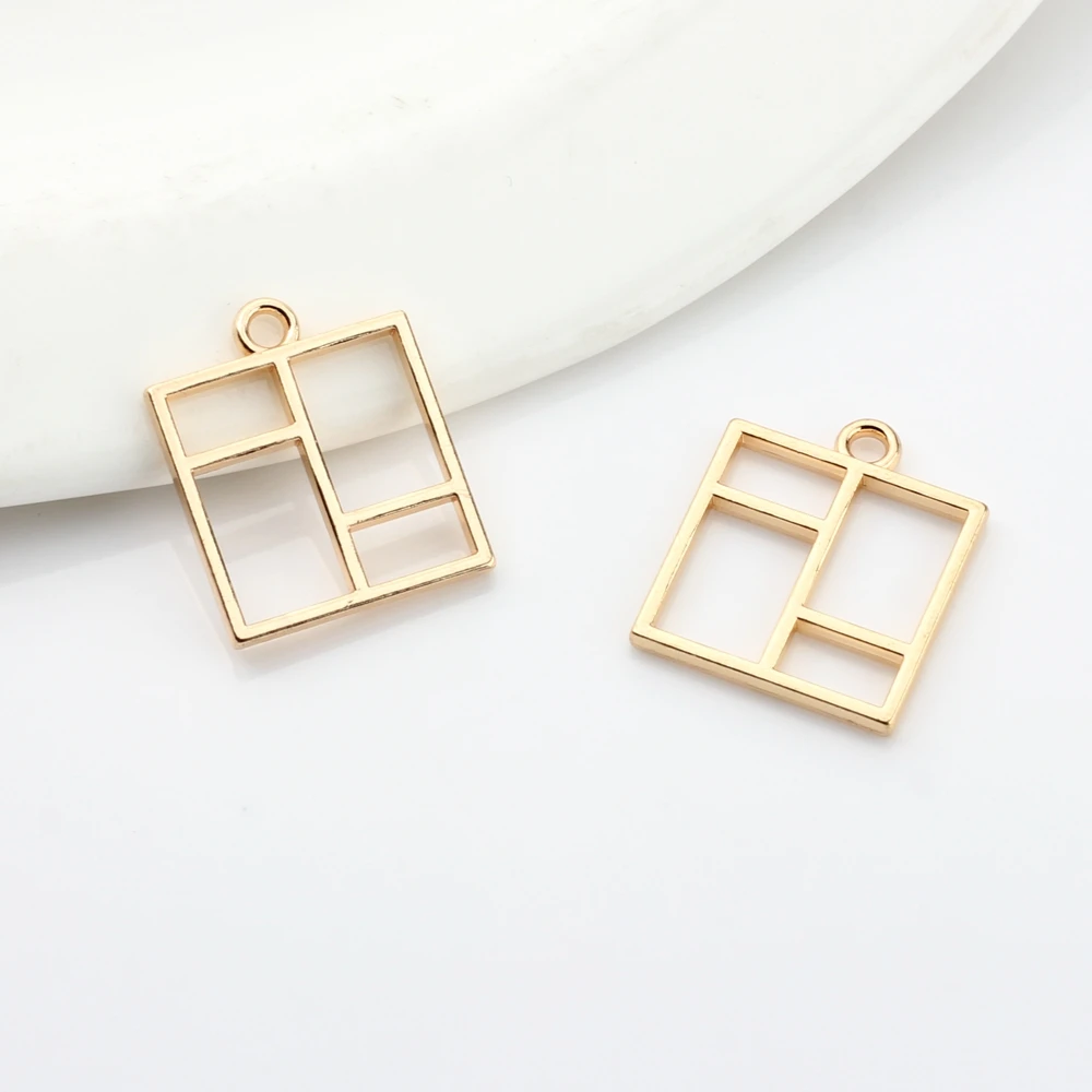 Zinc Alloy Charms Pendant  Hollow Square UV Resin Charms Charms Pendants 5pcs For DIY Jewelry Making Finding Accessories