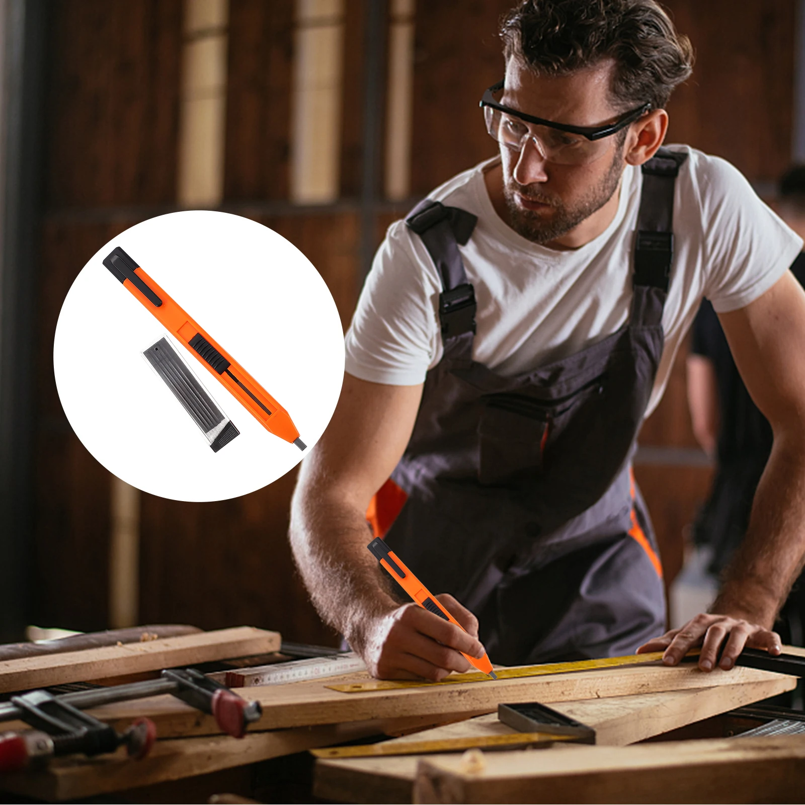 Plastic Mechanical Pencil Set Refills Carpenter Lightweight Construction Marker Tool Automatic Pencil Writing