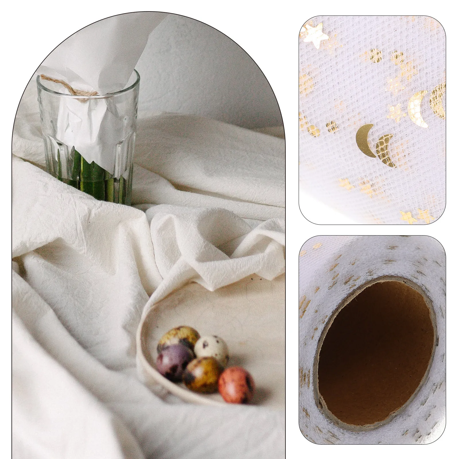 

Sequins Table Skirt 2280X15Cm Gauze Cover For Wedding Party Event White Lightweight Decorative Fabric Handicraft Sewing