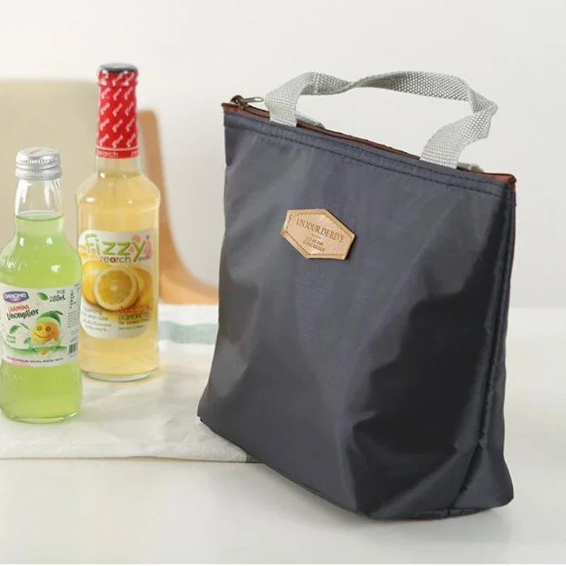 Lunch Box Camping Picnic Bag Lunch Bag Solid Color Portable Insulated Refrigerated Bags Cold Food Cooler Thermal Bag Handbag