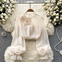 Ruffle Chiffon Blouse Summer Women Lantern Sleeve Fashion Slim Loose Vacation Ladies Y2K Casual Chic Tops - Image 6