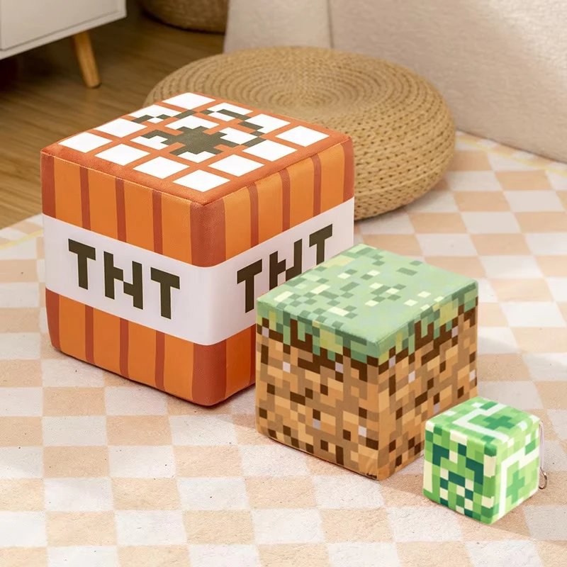 Game MineaCraftion TNT Figure Stuffed Plush Doll Model Toys MineCraftion Cartoon Square Pillow Doll  Steve Alex Model For Gifts