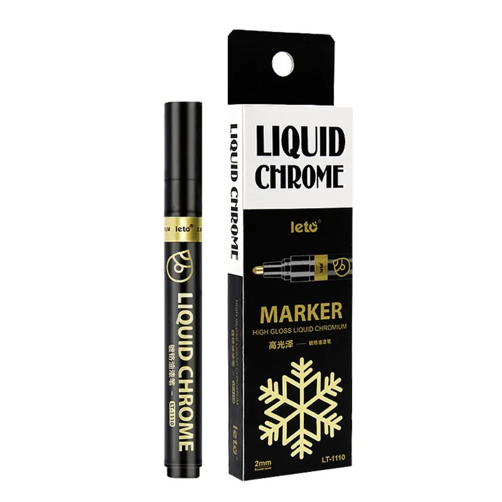 Impermeável Chrome Espelho Marcador Pen, DIY Metal, Ouro Paint Marker, Craftwork Pen, Canetas Gel de vidro, 0.8mm, 1.0mm, 2.0mm