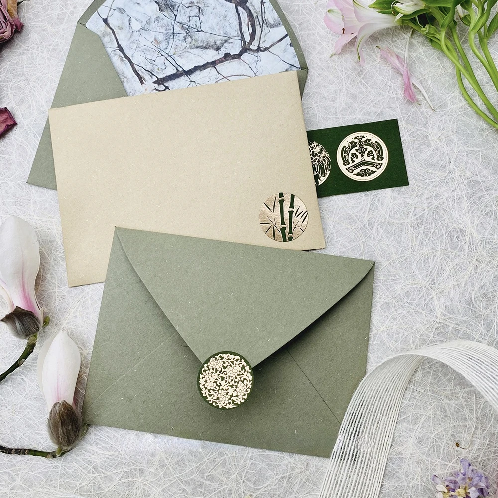 5pcs/lot Personalised VINTAGE FLOWERS WEDDING Invites envelopes With Lining Printing 115x160mm