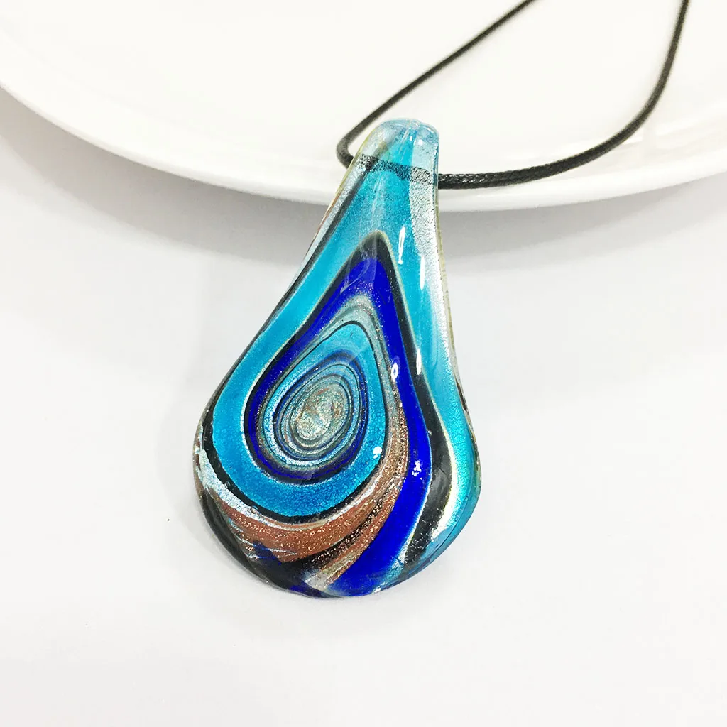 1PCS Fashion Leaf Shape Lampwork Pendant Necklace Red Blue Black Glass Murano Floral  Earrings For Women Cheap Items  Jewelry