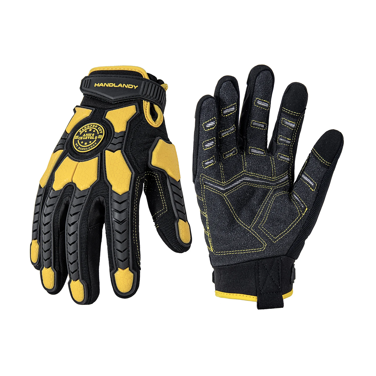 Handlandy luvas de trabalho resistentes, corte 6 luvas de trabalho de proteção contra impacto de segurança anti-abrasão luvas mecânicas de tela de toque