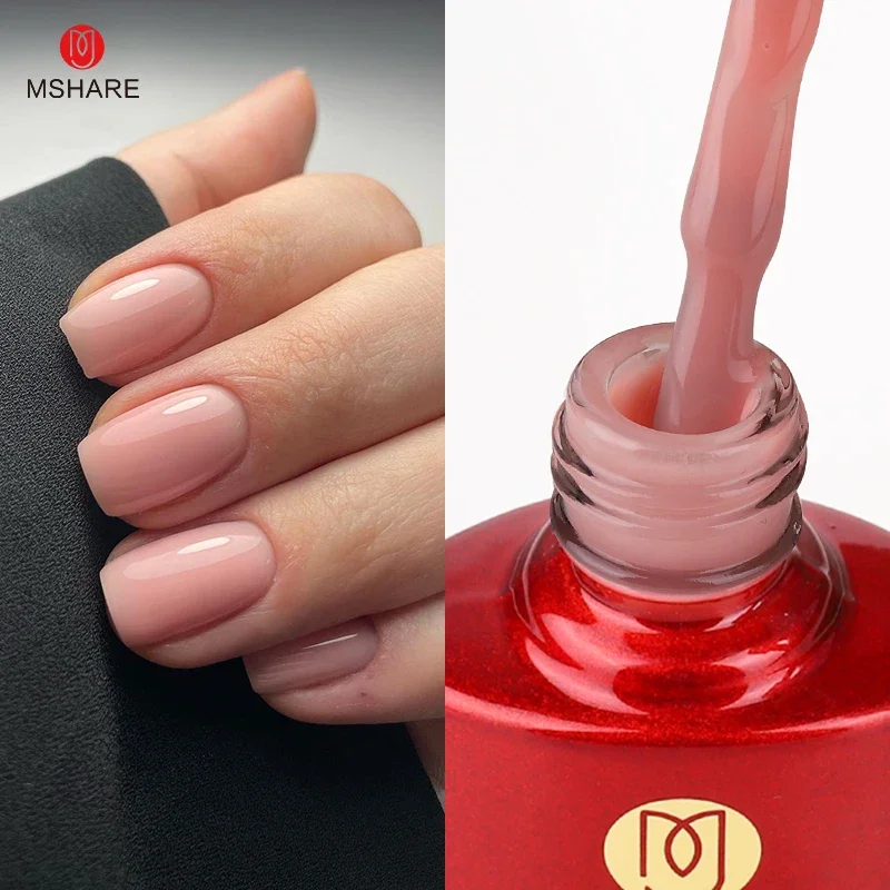 MSHARE Milky Pink Đế Cao Su Gel Lấp Lánh Màu Ngụy Trang Phối Ngâm Tắt Móng Gel Dầu Bóng Lacquer 10Ml UV LED gel