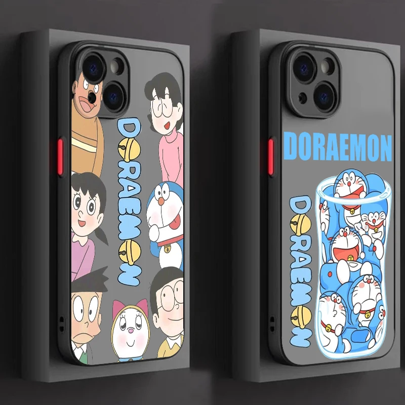 Magical Treasure Chest D-Doraemon Frosted Translucent For Apple iPhone 15 14 13 12 11 XS XR X 8 7 SE Pro Max Plus Mini Funda