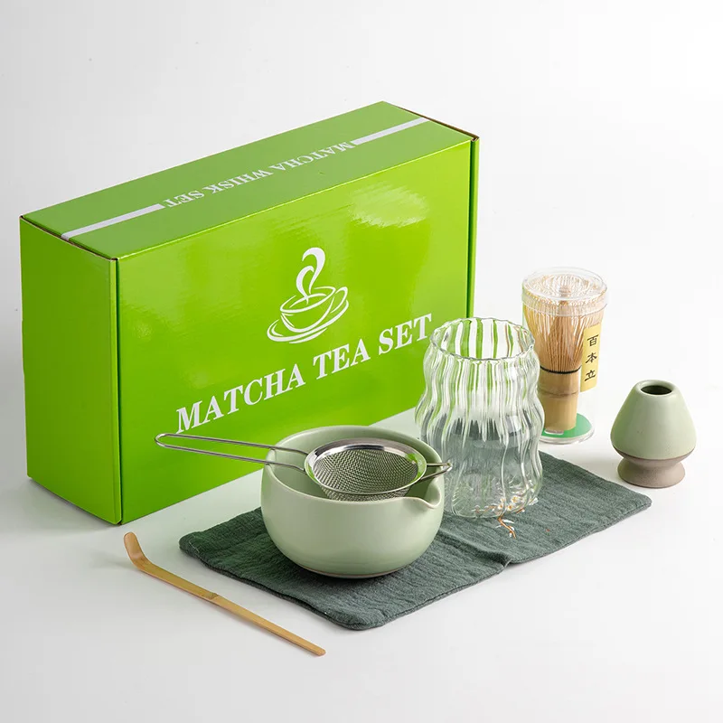 China Matcha Whisk Set OEM gift box packing Matcha Whisk Scoop Tea Spoon Whisk Holder