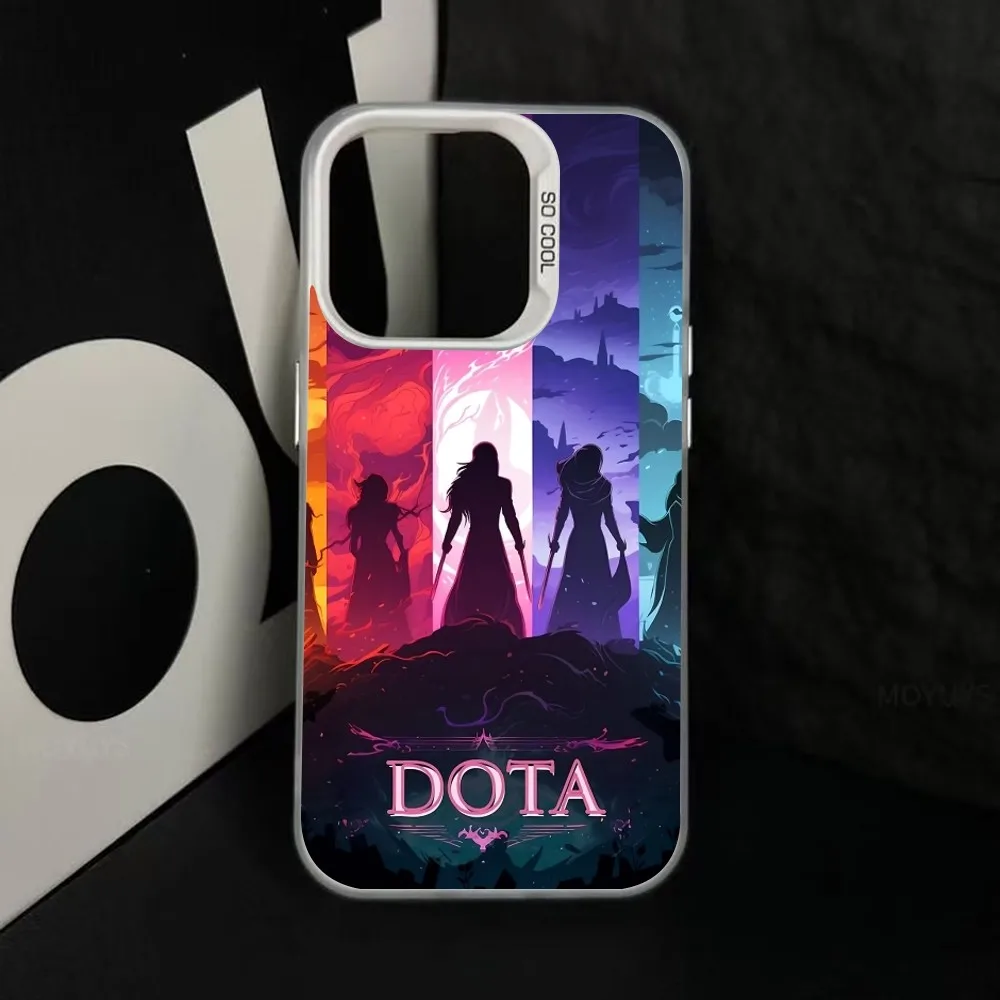 حافظة هاتف Game Dota 2 لهاتف آيفون 16 15 14 13 12 11 Pro Max Plus غطاء خلفي فضي مقاوم للصدمات