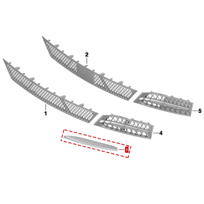 Car L&R Front Bumper Side Grille Cover Trim Fit For BMW 5' F07 535/550 GT 2010-2013 51117172369 51117172370