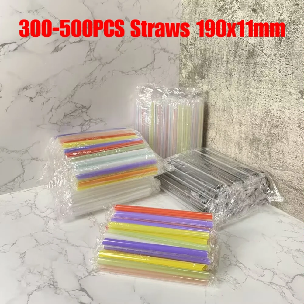 300-500pcs 190x11mm Milkshake Straws Bubble Boba Milk Tea Plastic Thick Straws Smoothie Cold Drinking Drinkware Bar Accessories