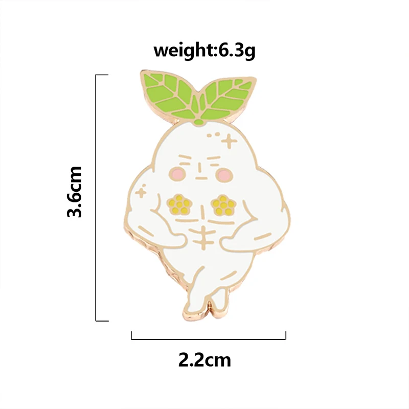 Anime Ginseng Fruit Brooches Pins Fitness Muscular Male Elf Enamel Pin Metal Badges Clothes Lapel Bag Hats Jewelry Gifts for Men