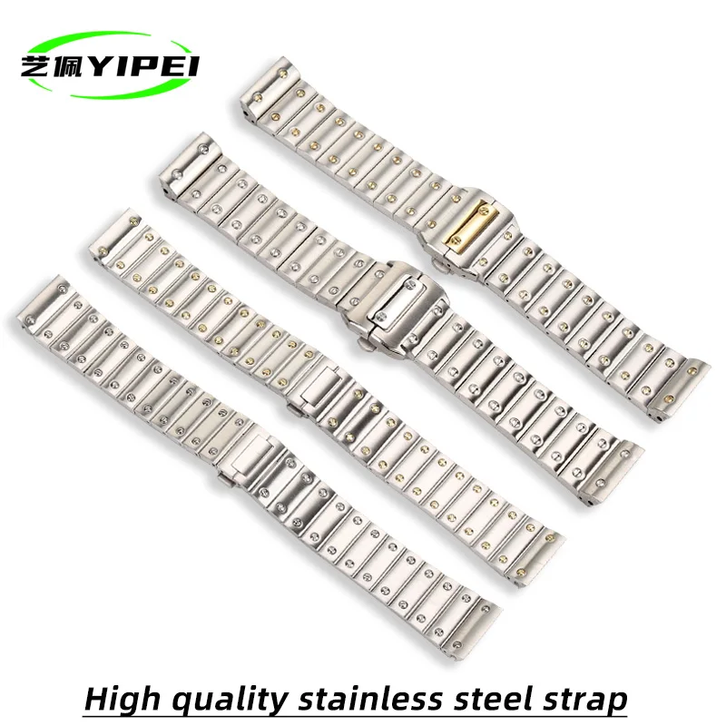 

Ремешок для часов Cartier Santos 100 WSSA0009 Calebo из нержавеющей стали, мужской и женский, стальной браслет с застежкой-бабочкой, 20 мм, 23 мм