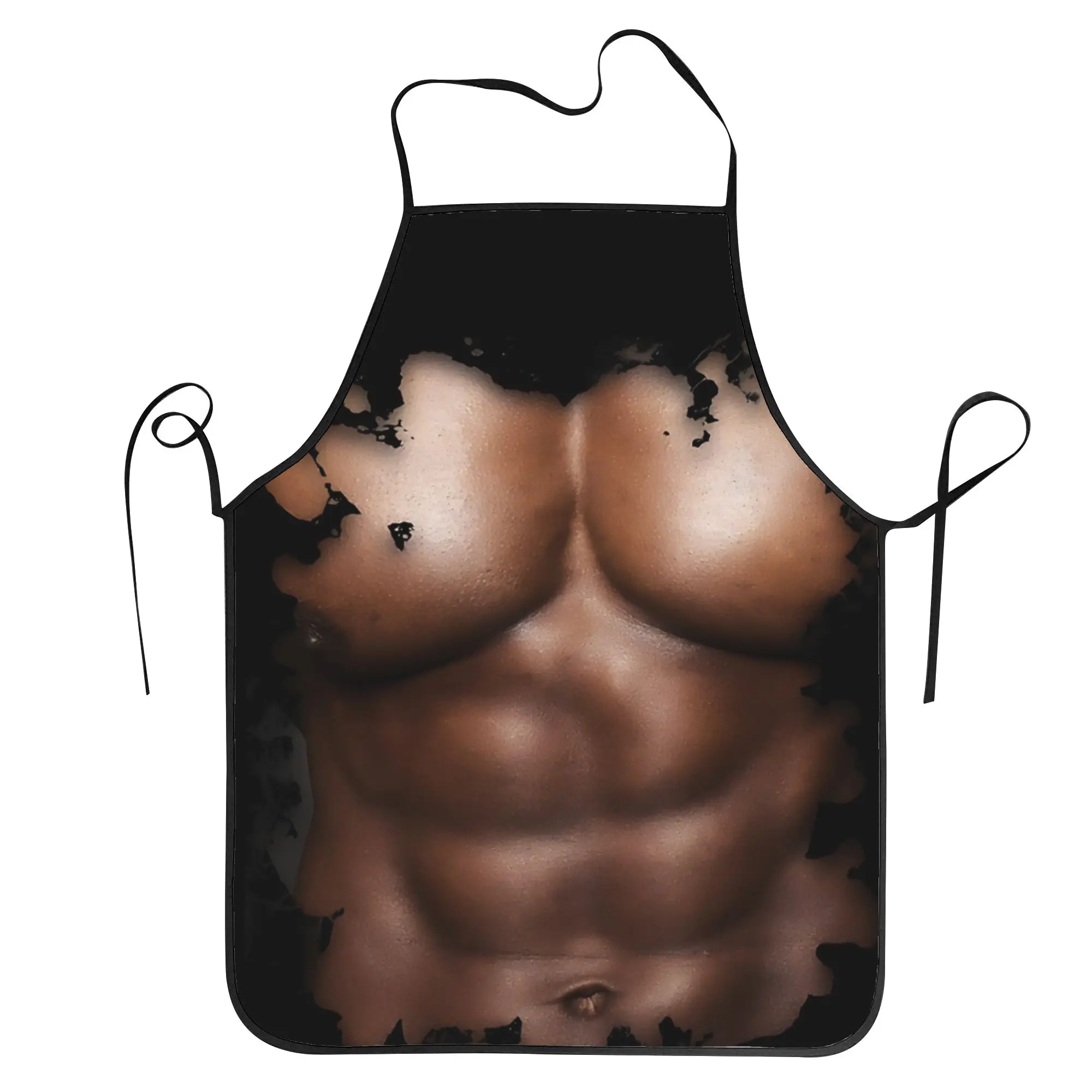Realistic Chest Six Pack Fake Abs Muscle Man Apron  Cooking Manicure Kitchen Accessories Home Fashion Aprons without Pocket