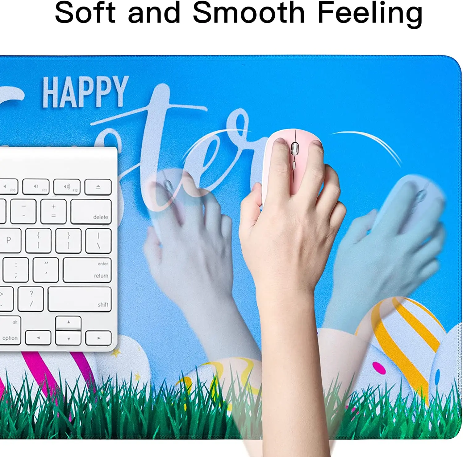 Large Mouse Pad, XXL , Extended Mouse Pad with Stitched Edges, 35.4x15.7x0.12 Non-Slip Base,  Mouse Mat Desk Pad, Rabbit