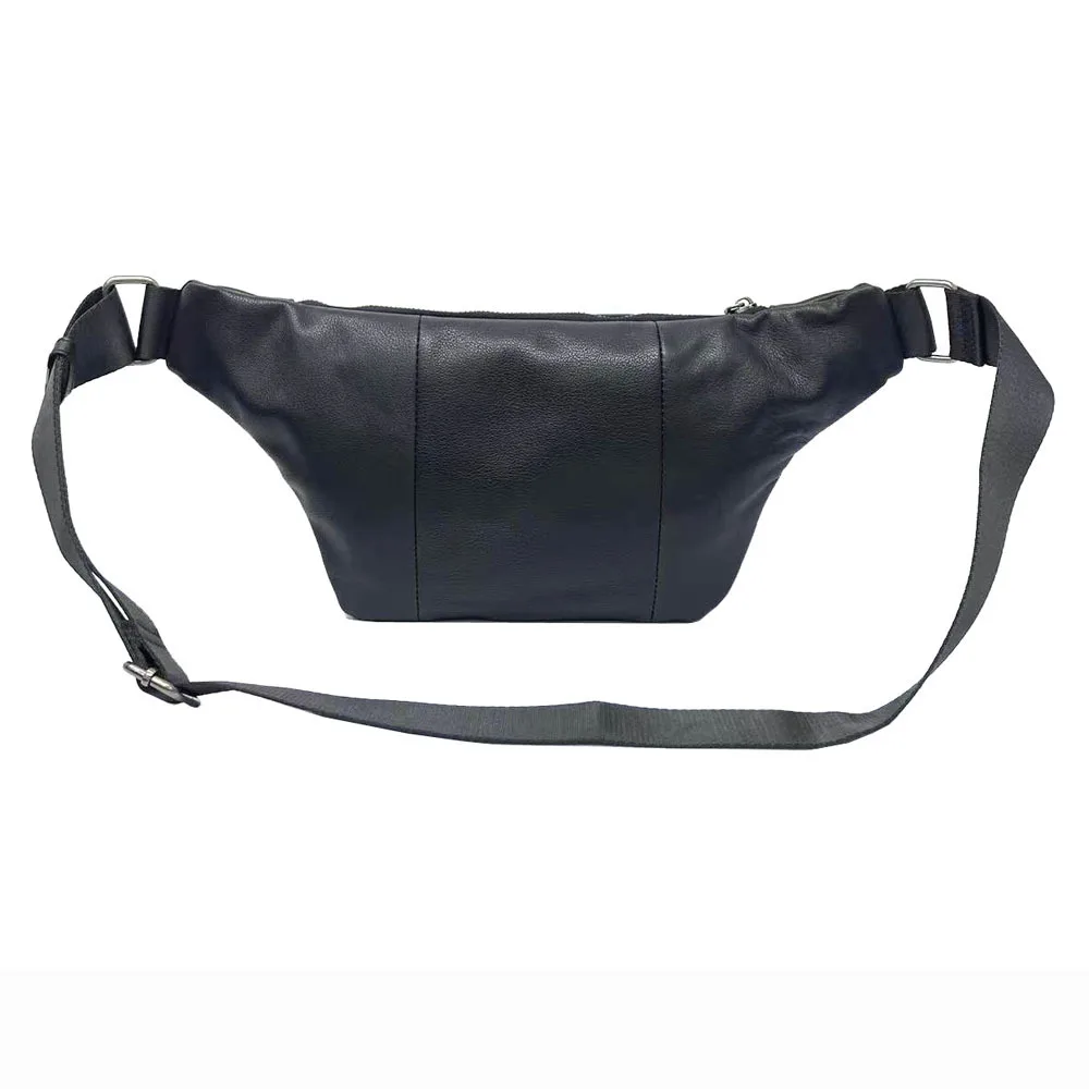 Men's Genuine Leather Crossbody Bag - European & American Fashion Chest Bag for Outdoor & Casual Use, Black Leather Shoulder Bag