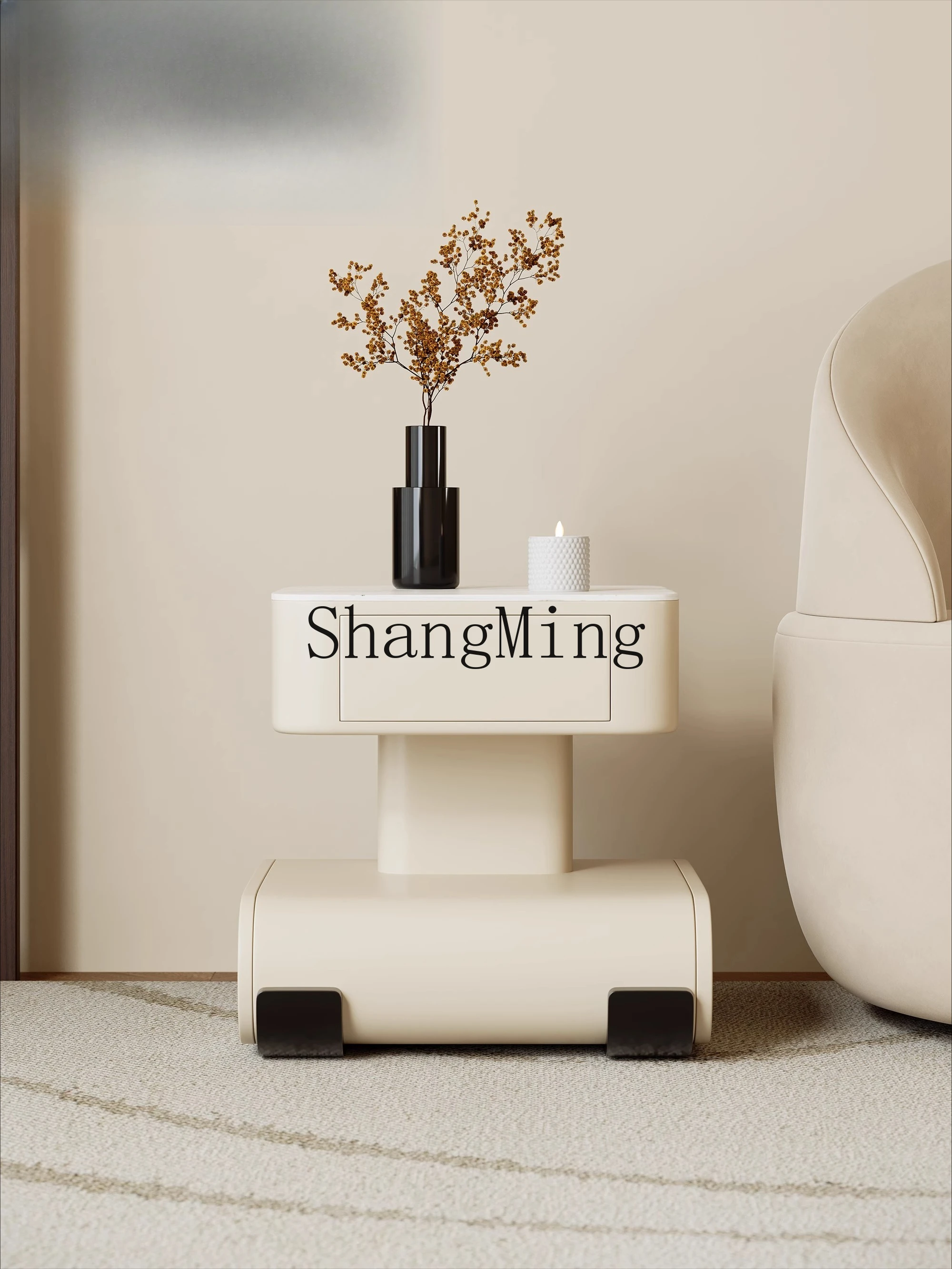 

CL Square Rock Board Bedside Table Minimalist Sofa Side Cabinet Storage Cabinet