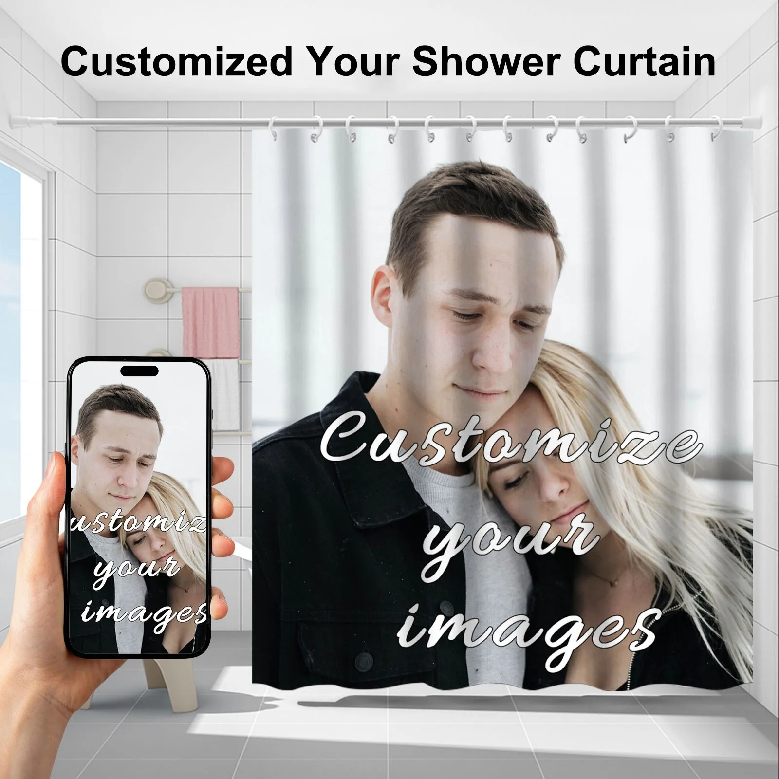 

Фотошторка для душа с индивидуальным дизайном - Занавеска для ванной с вашим изображением и люверсами, высокое качество, загрузите собственное фото для ванной комнаты