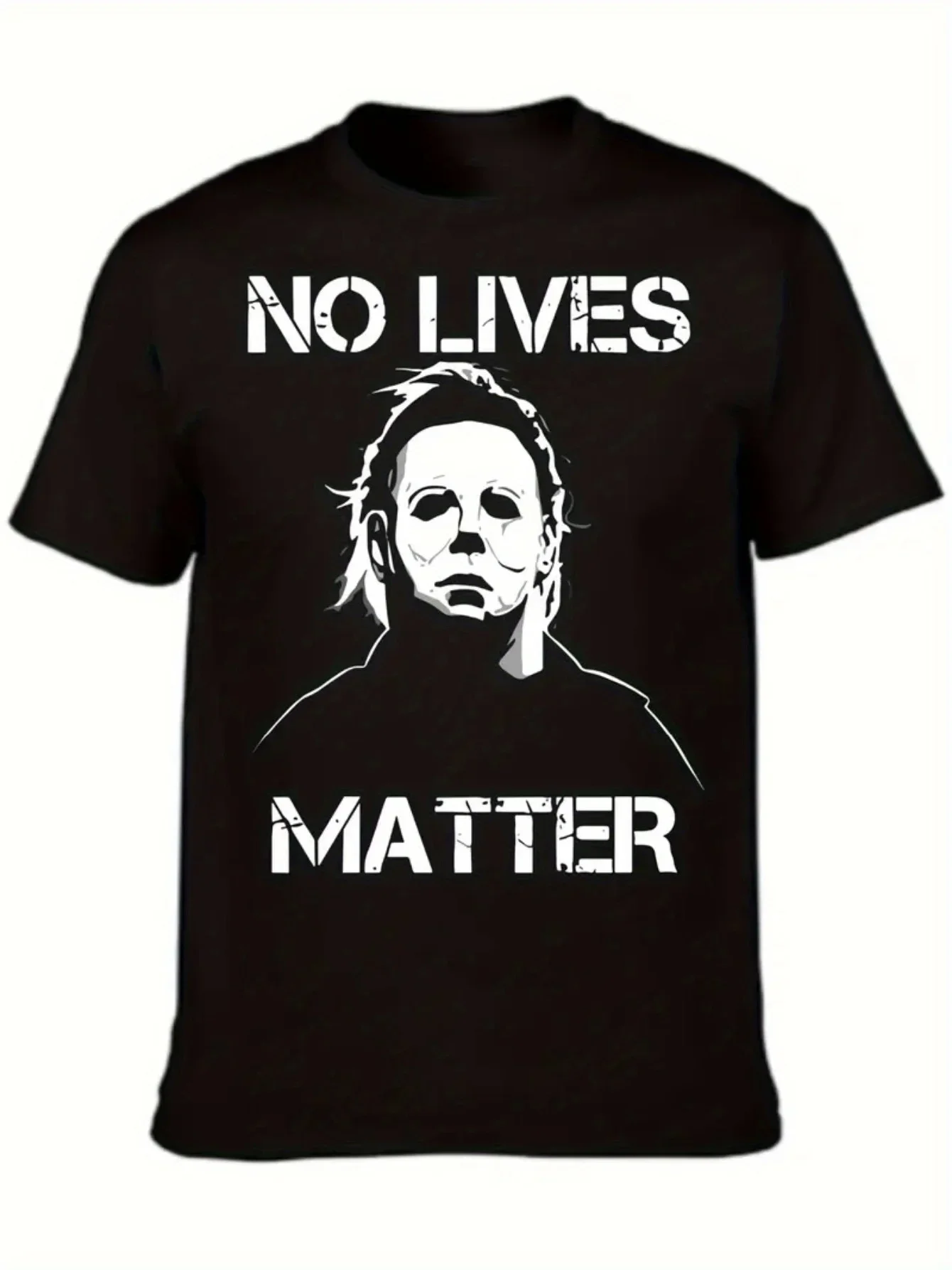Camiseta de Halloween para Hombre con Diseño Provocativo de Michael Myers y la Frase "No Lives Matter", en Algodón Suave para Disfraces de Halloween