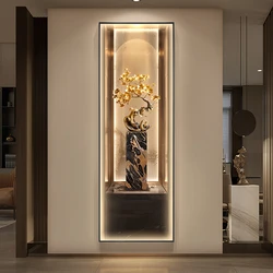 Modern Light Luxury Entrance Decoration Painting Wealth Wall Lamps Tree Corridor Hanging Painting High-end Wall Painting Light