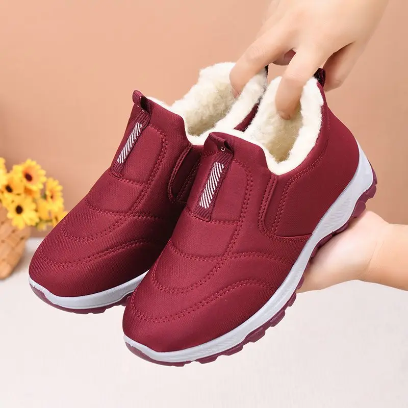 2024 Winter Cashmere Warm Thick Cotton Shoes Short Tube Casual All-match Couple Boots