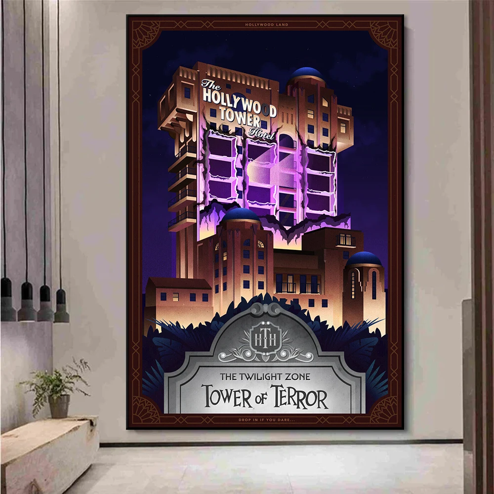 

Disneyland Tower of Terror Poster, Classical Disney Building Painting, Abstract Wall Art, Canvas Print, Room Decor, Picture